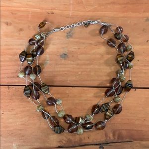Earthtone beaded statement necklace